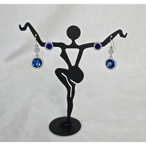 Roman Blue Rhinestone Earrings 2 Pairs Dangle & Stud New